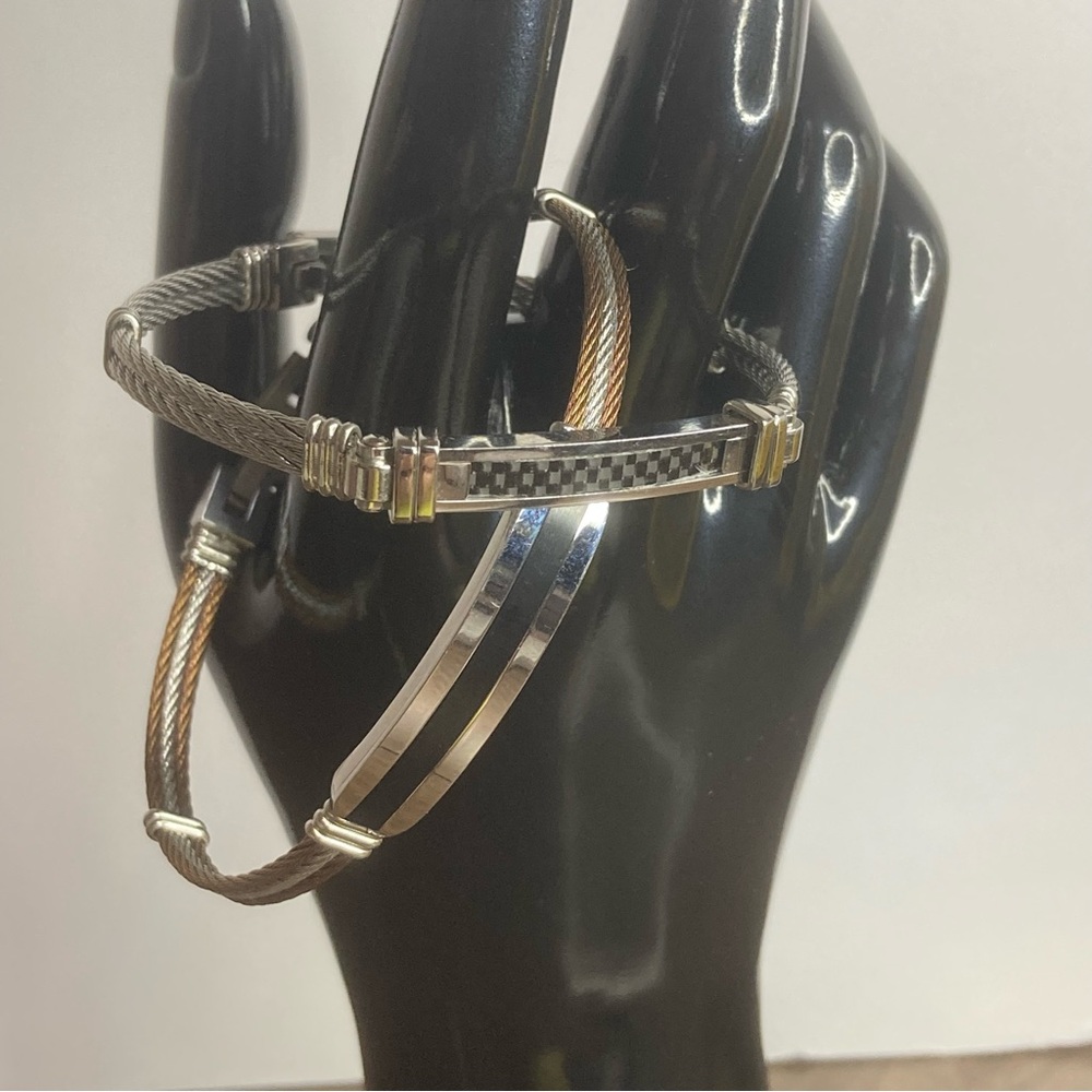 LOT OF TWO STAINLESS STEEL MENS BRACELETS